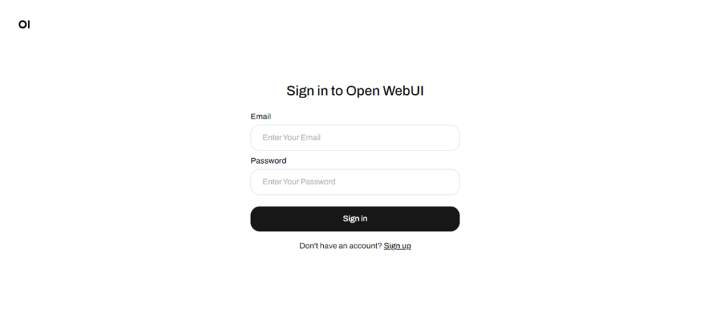 Open WebUI 로그인 페이지